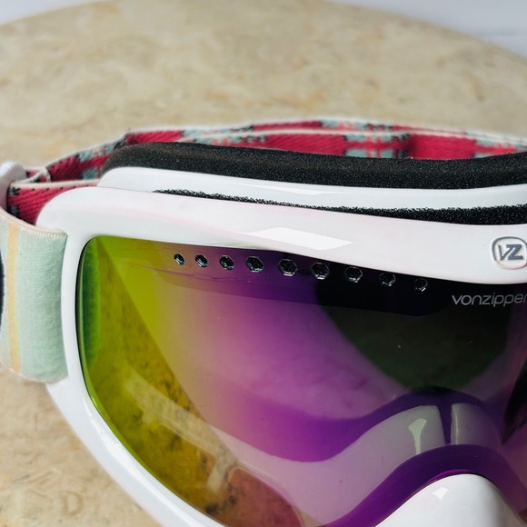 Von Zipper‎ Womens Sizzle Snow Goggle Candy Stripe White Smoke Pink Irridescent main image 4